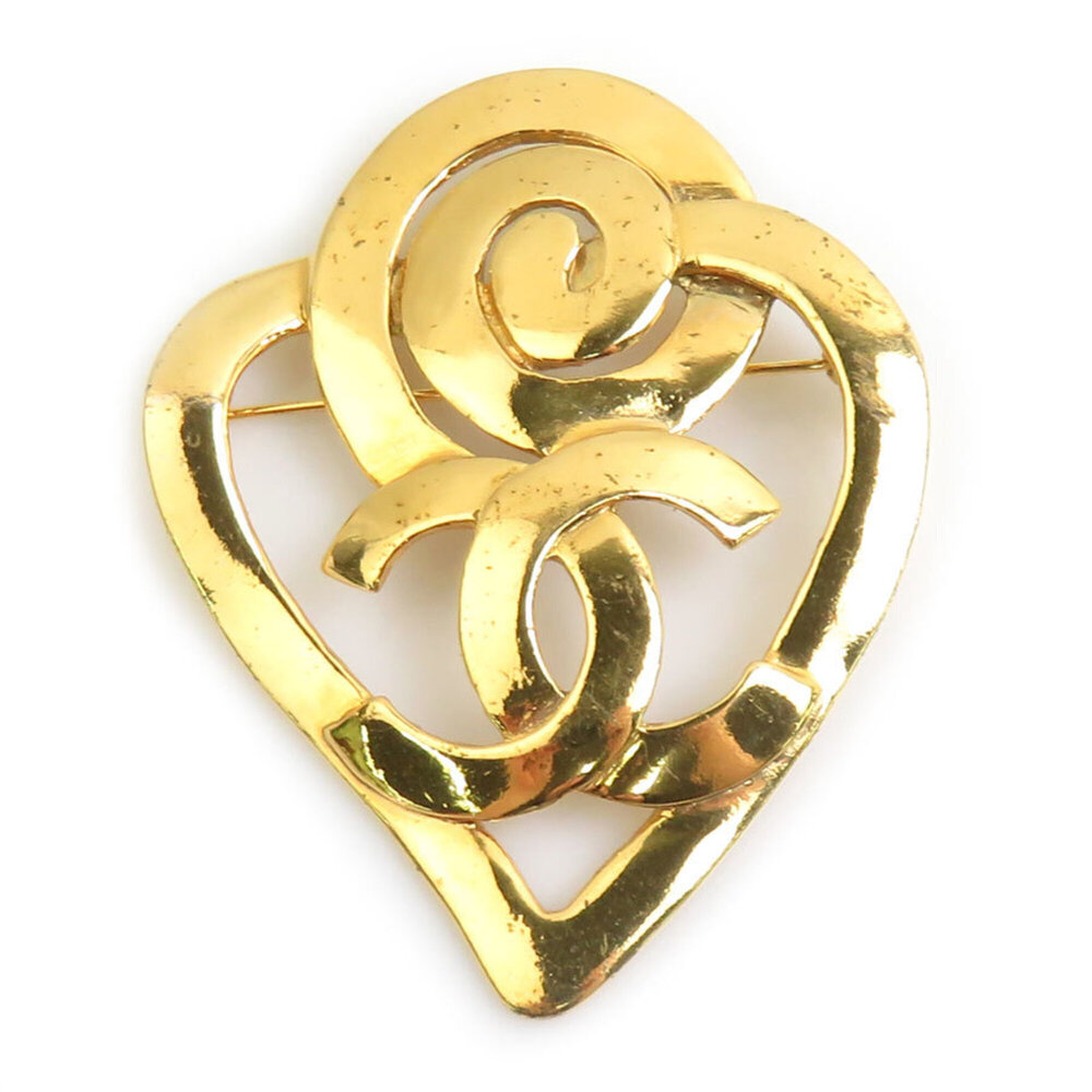 CHANEL Gold Logo Brooch